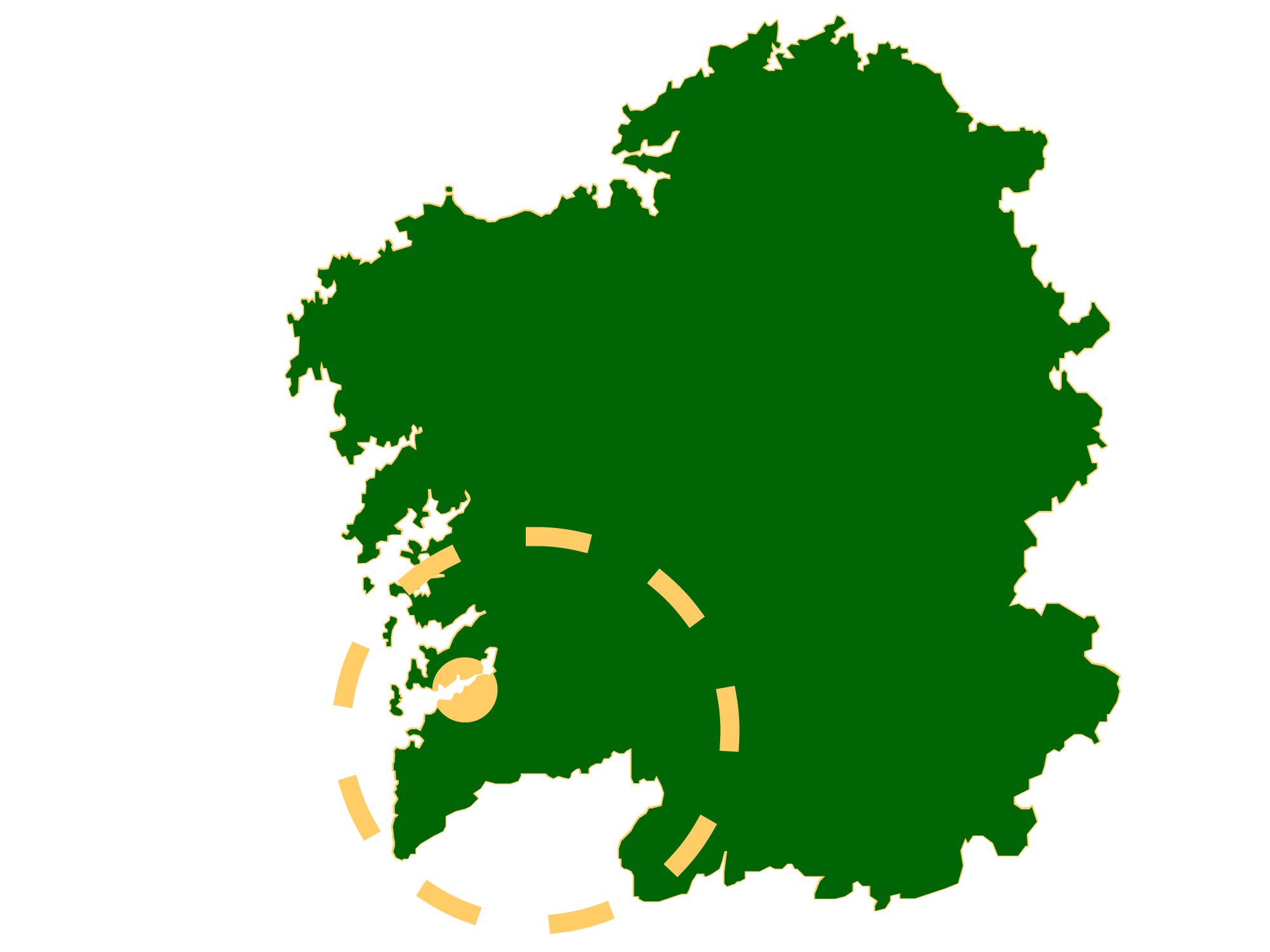 Mapa de Galicia, con la ubicación Vigo en Pontevedra.